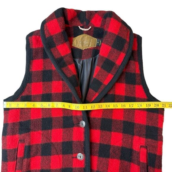 WOOLRICH Vintage Red Black Plaid Vest Size M - Picture 6 of 13